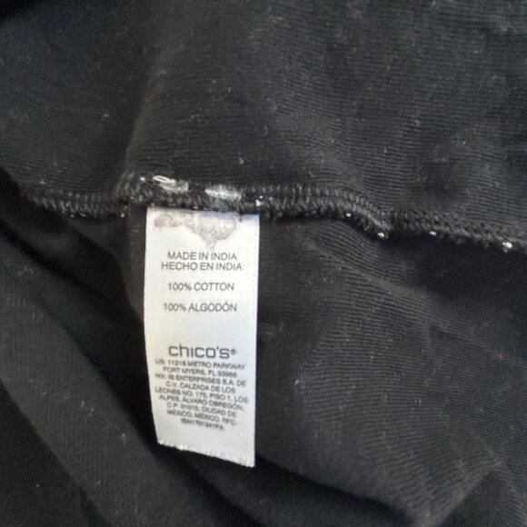 Chico's Womens Black White Diagonal Dot Print Cotton Long Sleeve Top Size 2 - Picture 4 of 8